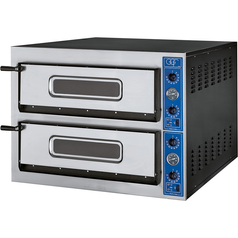GGF Pizzaofen mit zwei Kammern für 12 Pizzen à 360 mm, 18 kW, 1010 x 1210 x 750mm (BxTxH) GGF Pizzaofen mit zwei Kammern für 12 Pizzen à 360 mm, 18 kW, 1010 x 1210 x 750mm (BxTxH)