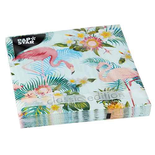 20 Servietten, 3-lagig 1/4-Falz 33 cm x 33 cm "Exotic Flamingos" 22800 Servietten, 3-lagig 1/4-Falz 33 cm x 33 cm "Exotic Flamingos"