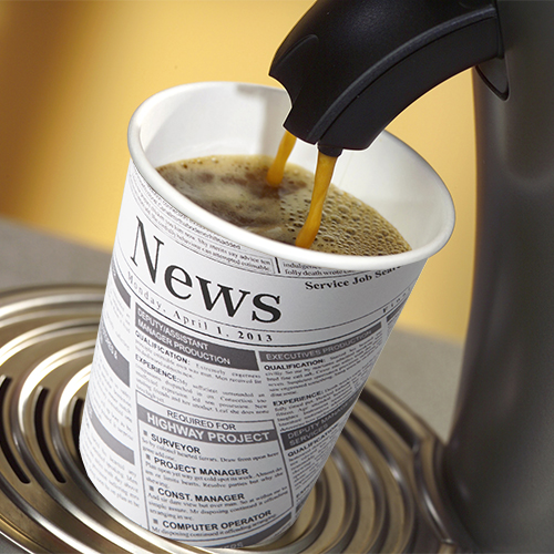 18000 Trinkbecher, Pappe "To Go" 0,2 l Ø 8 cm · 9,2 cm "Newsprint"