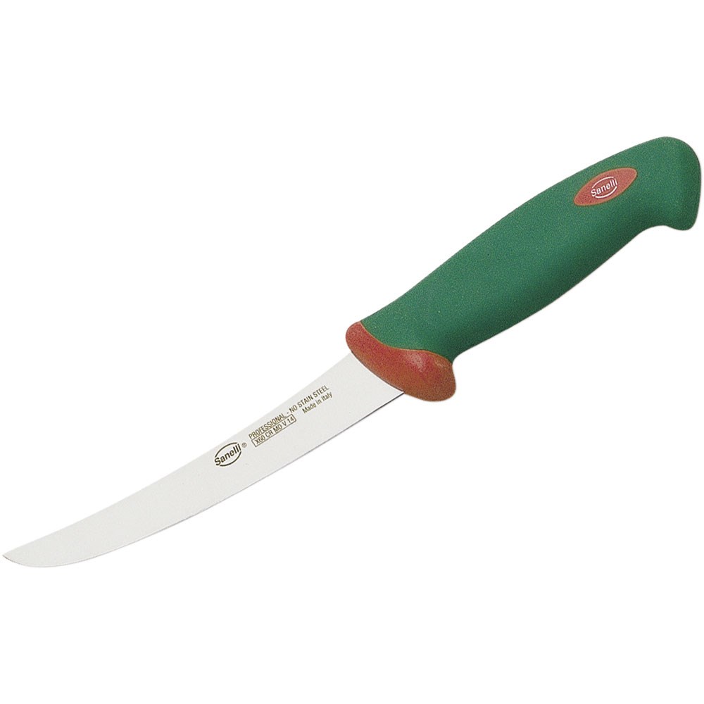 Sanelli Ausbeinmesser gebogen, ergonomischer Griff, Klingenlänge 16 cm Ausbeinmesser gebogen, ergonomischer Griff, Klingenlänge 16 cm