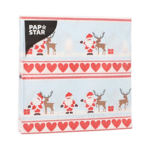 21600 Servietten, 3-lagig 1/4-Falz 33 cm x 33 cm "Lovely Santa"
