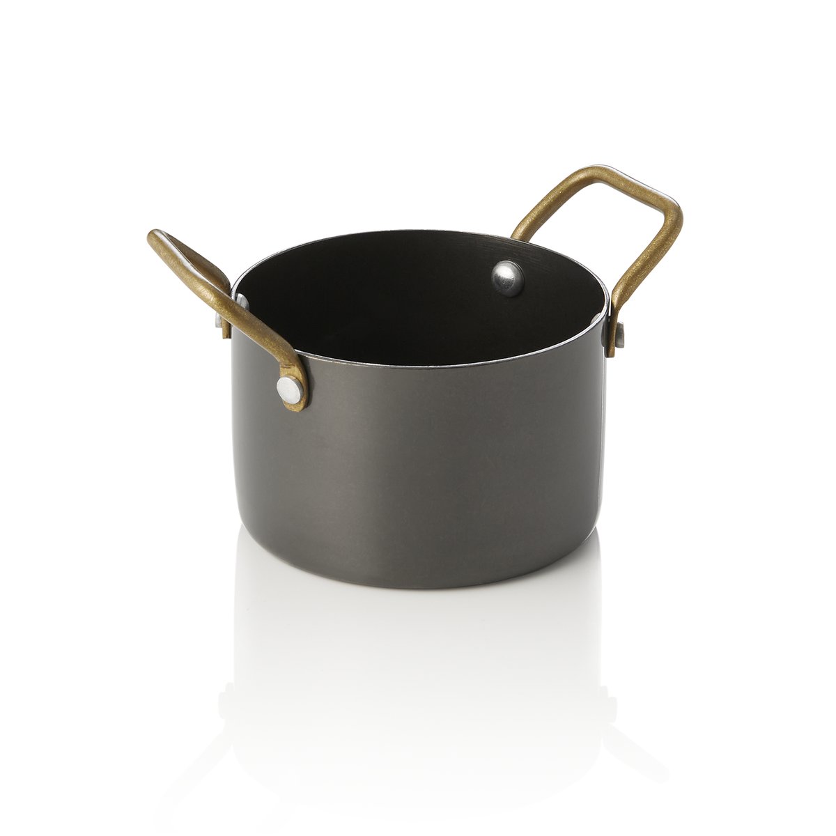 Serviertopf STEEL & STYLE, mit 2 Messinggriffen, 310 ml, Ø 9 cm, schwarz, Messing, PVD, Chromnickelstahl Serviertopf STEEL & STYLE, mit 2 Messinggriffen, 310 ml, Ø 9 cm, schwarz, Messing, PVD, Chromnickelstahl
