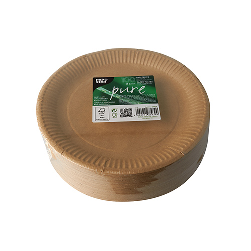 20000 Teller, Pappe "pure" rund Ø 23 cm braun