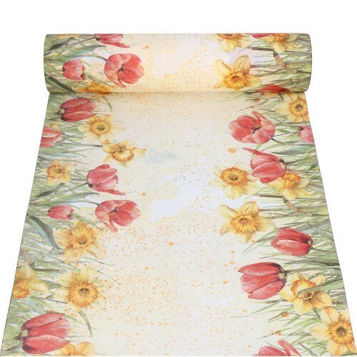 180 Tischläufer, stoffähnlich, Airlaid 24 m x 40 cm "Tulips & Daffodils"