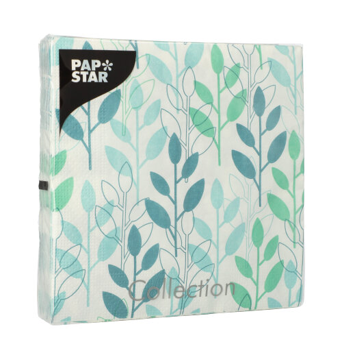 20 Servietten, 3-lagig 1/4-Falz 33 cm x 33 cm blau "Branches" 22800 Servietten, 3-lagig 1/4-Falz 33 cm x 33 cm blau "Branches"