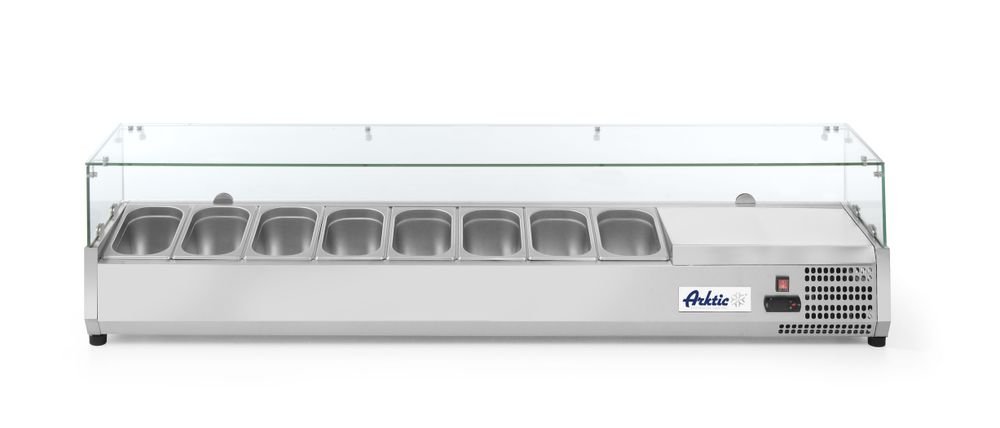 Aufsatz-Kühlvitrine Gastronorm 1/4, Arktic, 5x GN 1/4, 230V/180W, 1205x335x(H)460mm Aufsatz-Kühlvitrine Gastronorm 1/4, Arktic, 8x GN 1/4, 230V/180W, 1805x335x(H)460mm