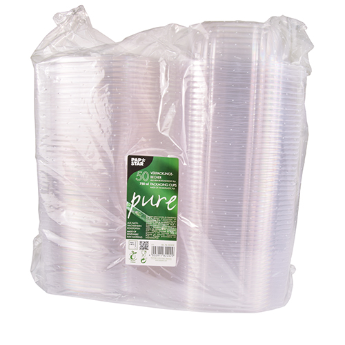 2400 Feinkost- und Salatschalen mit Klappdeckeln, PLA "pure" 750 ml 6,6 cm x 20,5 cm x 16,8 cm glasklar
