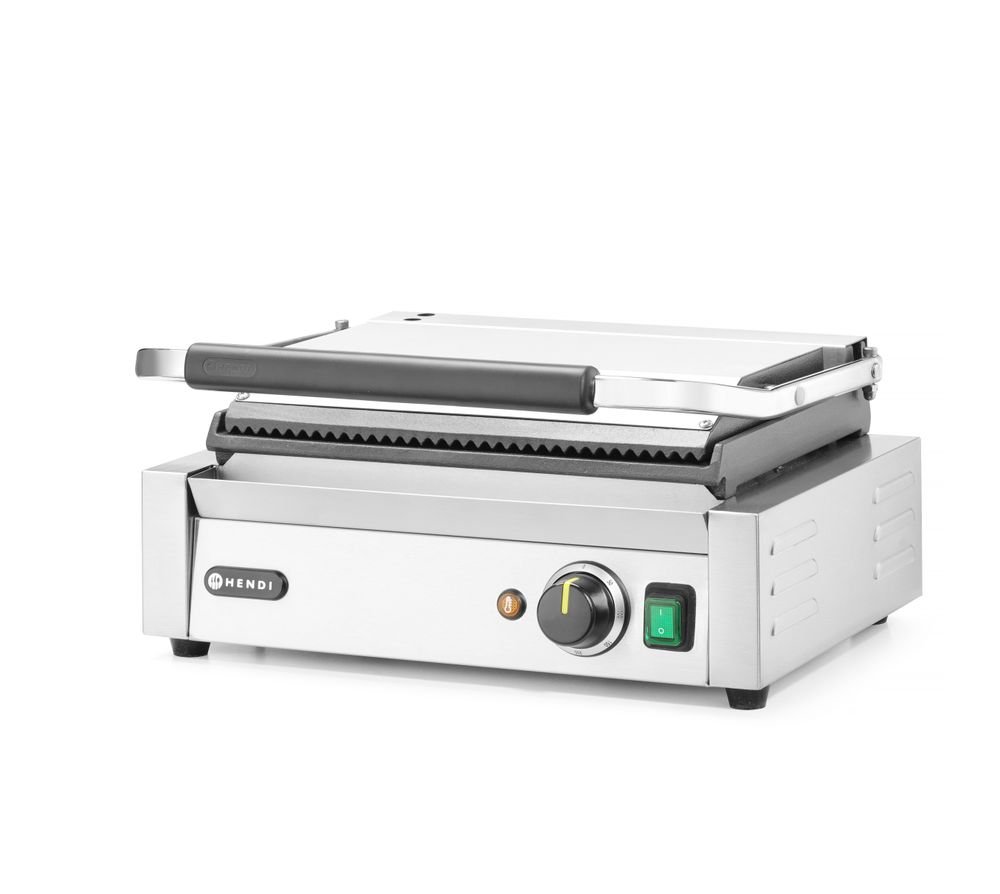 Kontaktgrill - Panini, HENDI, oben gerillt, unten glatt, 230V/2200W, 430x370x(H)210mm