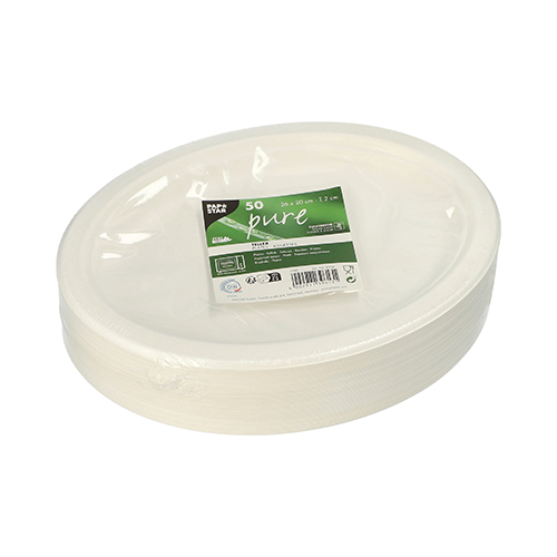 500 Teller, Zuckerrohr "pure" oval 26 cm x 20 cm x 2 cm weiss