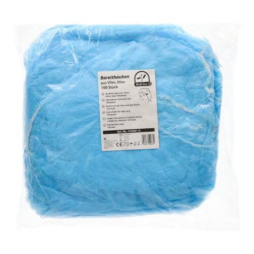 Medi-Inn® Barett-Hauben, Vlies Ø 52 cm blau Medi-Inn® Barett-Hauben, Vlies Ø 52 cm blau