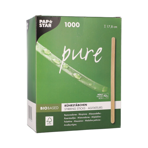 10000 Rührstäbchen, Holz "pure" 17,8 cm x 5 mm 300000 Rührstäbchen, Holz "pure" 17,8 cm x 5 mm