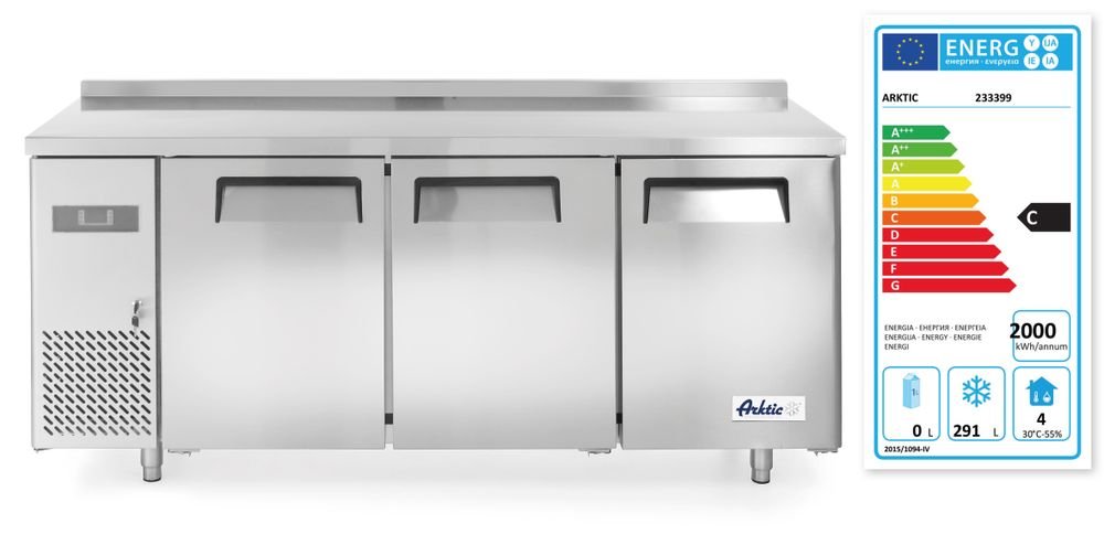 Tiefkühltisch, dreitürig Kitchen Line 390 L, Arktic, Kitchen Line, 291L, 230V/550W, 1800x600x(H)886mm Tiefkühltisch, dreitürig Kitchen Line 390 L, Arktic, Kitchen Line, 291L, 230V/550W, 1800x600x(H)886mm