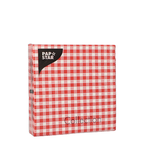 41160 Servietten, 3-lagig 1/4-Falz 25 cm x 25 cm rot "Vichy Karo"
