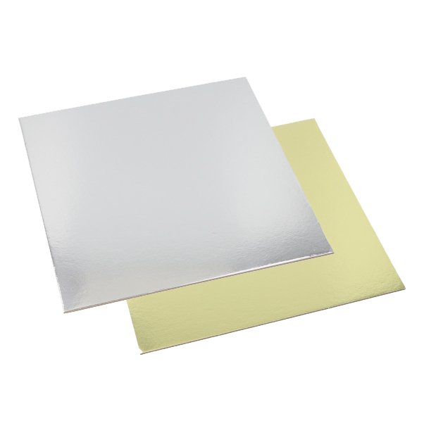 25 Tortenplatten eckig 0,3 cm x 28 cm x 28 cm gold/silber 2550 Tortenplatten eckig 0,3 cm x 28 cm x 28 cm gold/silber