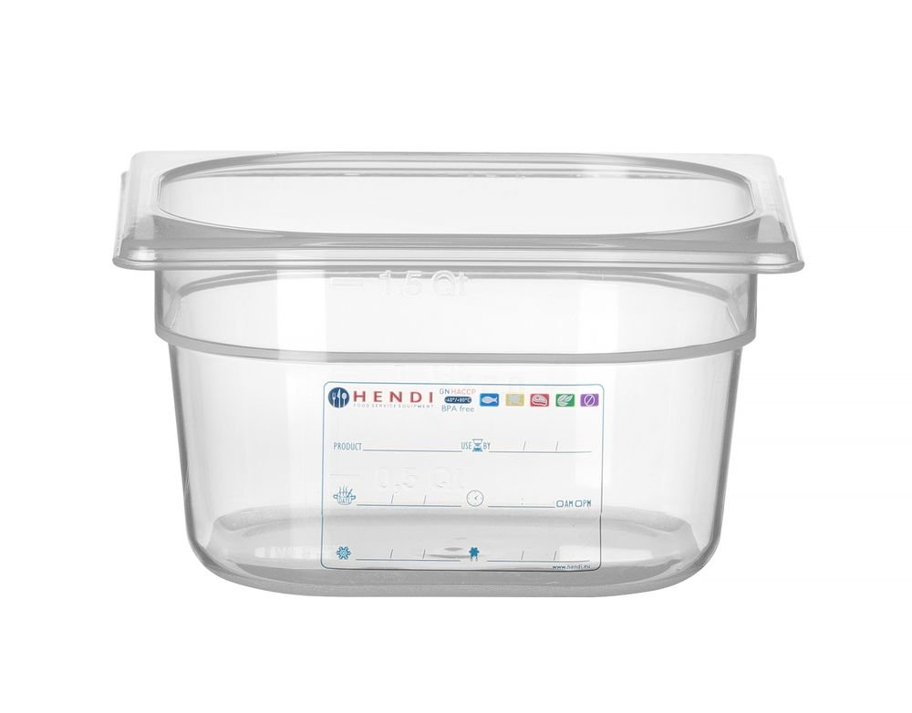 Gastronorm-Behälter 1/6, HENDI, GN 1/6, 1,6L, Transparent, 176x162x(H)100mm