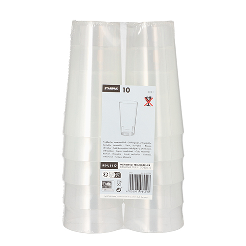 1600 Mehrweg-Trinkbecher 0,3 l Ø 7 cm · 13 cm transluzent unzerbrechlich