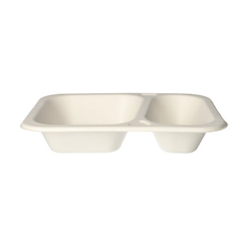 9600 Siegelschalen, Zuckerrohr 2-geteilt 725 ml 4,2 cm x 18,5 cm x 23,5 cm weiss