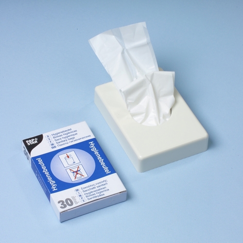72000 Hygienebeutel 28,5 cm x 8 cm x 7 cm weiss im Spenderkarton