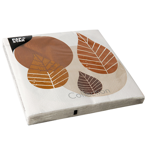 20 Servietten, 3-lagig 1/4-Falz 40 cm x 40 cm natur "Graphic Leaves" 15000 Servietten, 3-lagig 1/4-Falz 40 cm x 40 cm natur "Graphic Leaves"