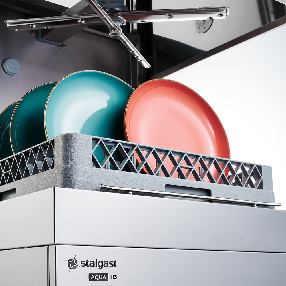 Haubenspülmaschine Aqua H5 inkl. Klarspülmittel-, Reinigerdosier-, Klarspül- und Ablaufpumpe, 400V, 10 kW