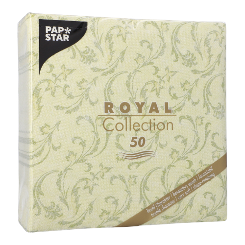 12500 Servietten "ROYAL Collection" 1/4-Falz 40 cm x 40 cm olivgrün "Damascato"