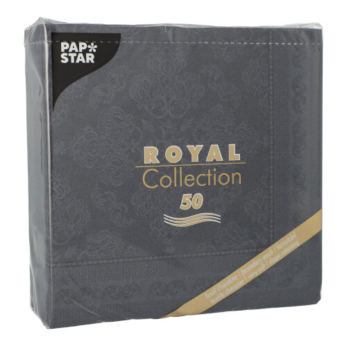 50 Servietten "ROYAL Collection" 1/4-Falz 40 cm x 40 cm schwarz "Arabesque" 12500 Servietten "ROYAL Collection" 1/4-Falz 40 cm x 40 cm schwarz "Arabesque"