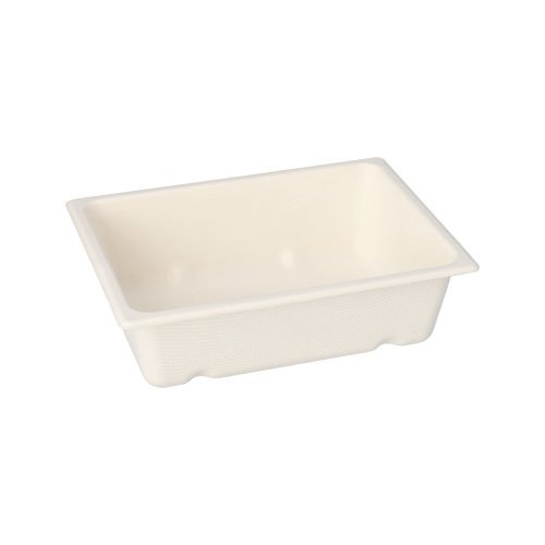 4800 Gastronorm-Behälter GN 1/8 Zuckerrohr, PLA beschichtet eckig 4,7 cm x 16,5 cm x 12,3 cm weiss