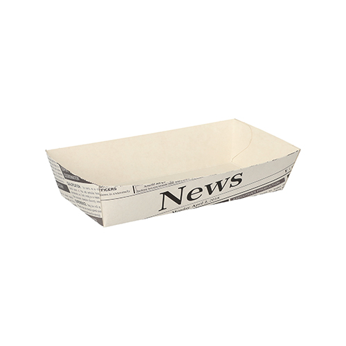12000 Pommes-Frites-Trays 3,5 cm x 7 cm x 15 cm weiss "Newsprint"