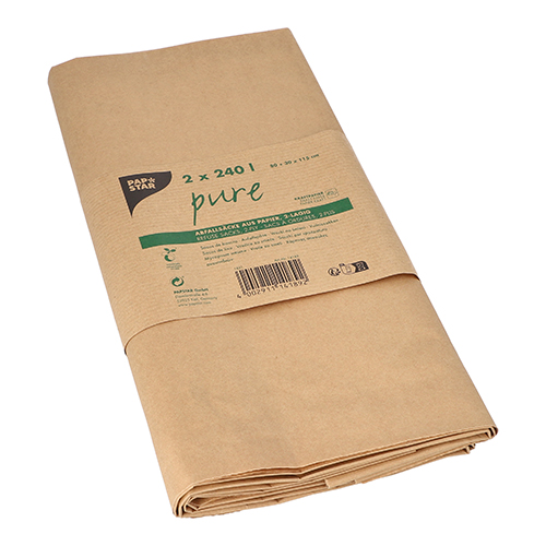 360 Abfallsäcke aus Papier "pure" 240 l 115 cm x 80 cm x 30 cm braun , 2-lagig
