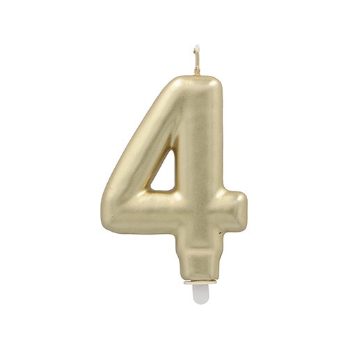1 Zahlenkerze mit Halter 7 cm gold "4" 4320 Zahlenkerze mit Halter 7 cm gold "4"