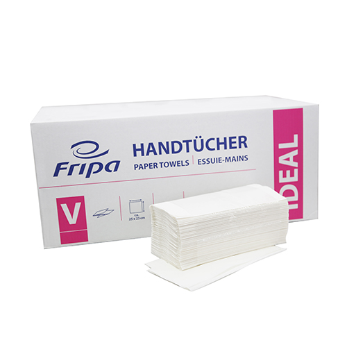 80000 Blatt Handtuchpapier V-Falz 23 cm x 25 cm hochweiss Zick Zack, 1-lagig