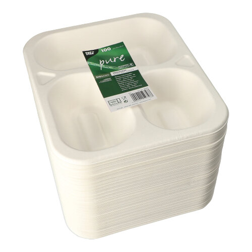 7200 Siegelschalen, Zuckerrohr 3-geteilt 925 ml 4,2 cm x 21,2 cm x 25 cm weiss