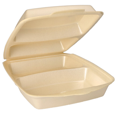 1800 Menüboxen mit Klappdeckel, XPS 2-geteilt 7,5 cm x 22 cm x 28,5 cm beige laminiert