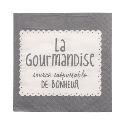 20 Servietten, 3-lagig 1/4-Falz 33 cm x 33 cm grau "La Gourmandise" 23040 Servietten, 3-lagig 1/4-Falz 33 cm x 33 cm grau "La Gourmandise"