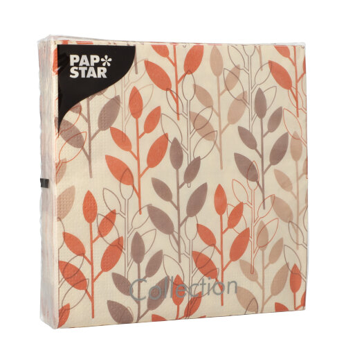 22800 Servietten, 3-lagig 1/4-Falz 33 cm x 33 cm ! rost "Branches"