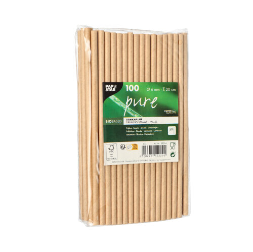 75000 Trinkhalme, Papier "pure" Ø 6 mm · 20 cm braun