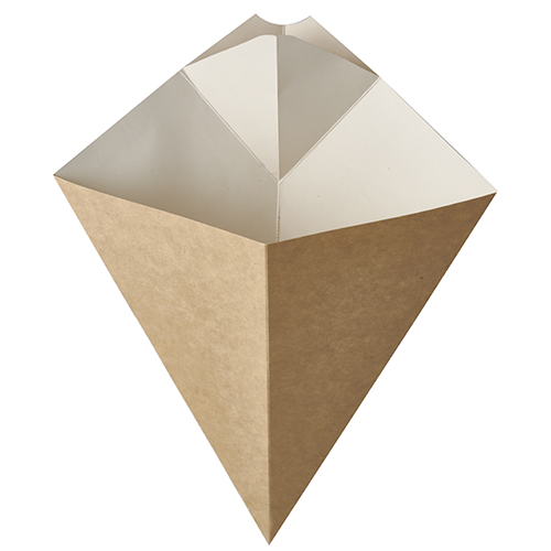 22500 Pommes-Frites-Spitztüten mit Dip-Ecke, Pappe "pure" 27 cm x 21,5 cm braun/weiss Füllinhalt 300 g