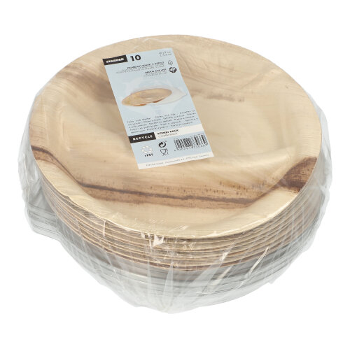 1200 Teller, Palmblatt 2-geteilt 300 ml Ø 23 cm · 5,3 cm mit rPET Deckel "Kombipack"