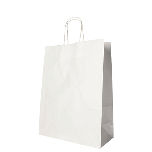 3000 Tragetaschen, Papier 35 cm x 26 cm x 12 cm weiss mit gedrehtem Tragegriff