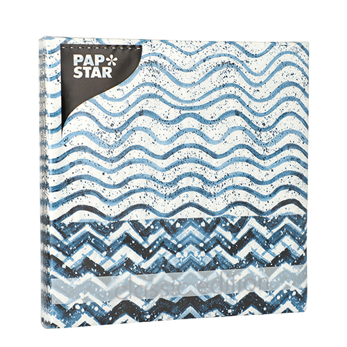 22800 Servietten, 3-lagig 1/4-Falz 33 cm x 33 cm "Crazy Waves"
