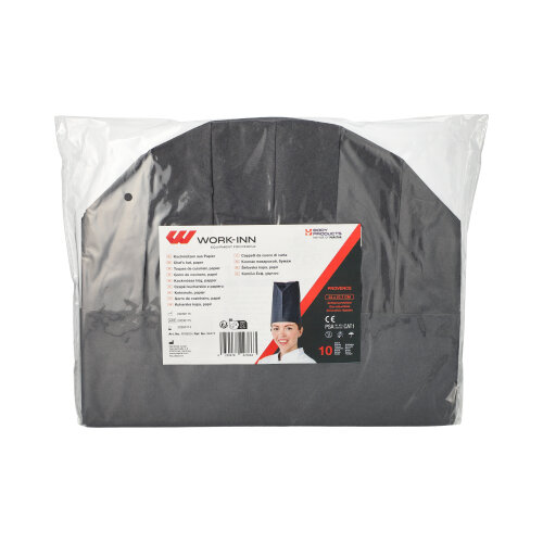 WORK-INN/-PS Kochmützen, Krepp 23 cm x 27,7 cm schwarz "Provence" Größenverstellbar WORK-INN/-PS Kochmützen, Krepp 23 cm x 27,7 cm schwarz "Provence" Größenverstellbar