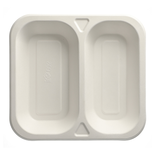 4200 Siegelschalen, Zuckerrohr 2-geteilt 1250 ml 4,2 cm x 24,5 cm x 26,5 cm weiss