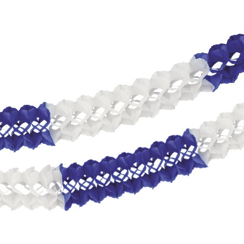 480 Großraumgirlande, Papier Ø 16 cm · 10 m blau/weiss schwer entflammbar