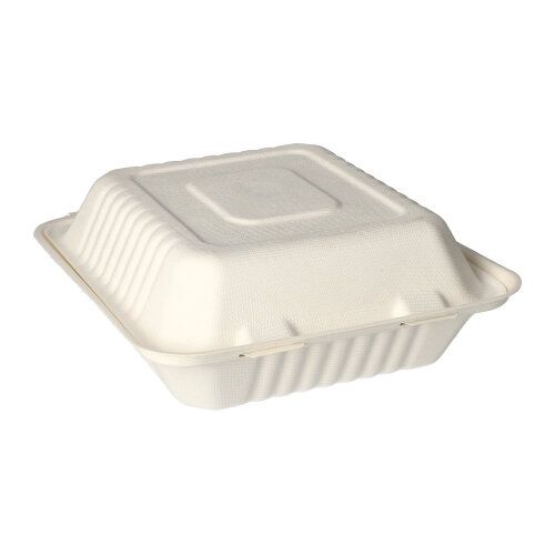 2500 Menüboxen, Zuckerrohr "pure" ungeteilt 7,7 cm x 20 cm x 22 cm weiss