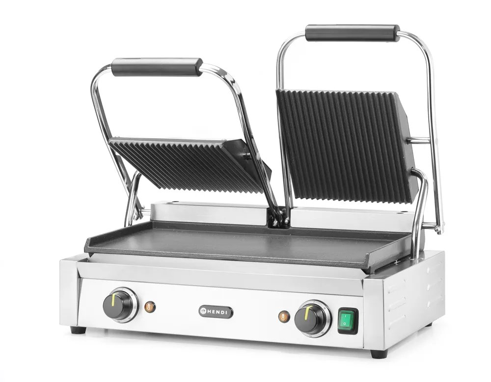 Kontaktgrill - Doppelversion, oben gerillt, unten glatt, 230V/3600W, 570x375x(H)216mm