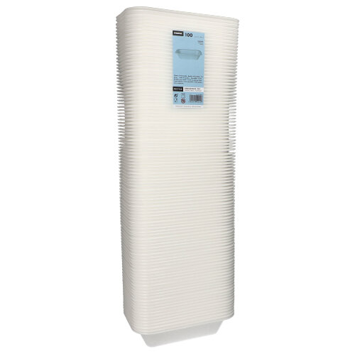 2500 Siegelschalen, XPS 950 ml 5,6 cm x 15 cm x 24 cm weiss laminiert