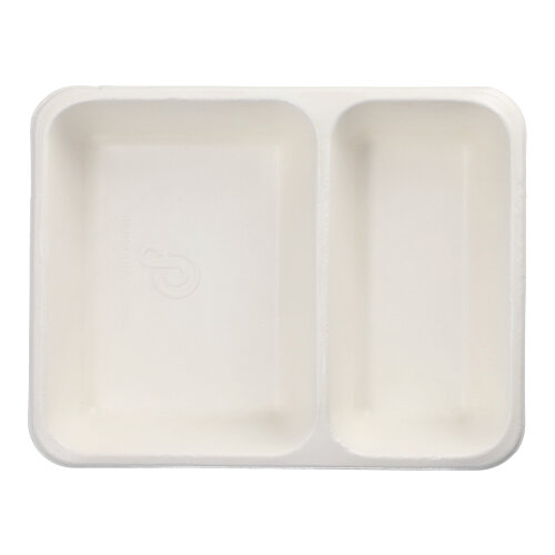 5400 Siegelschalen Zuckerrohr, PLA beschichtet 2-geteilt 1200 ml 4,9 cm x 22,7 cm x 17,8 cm