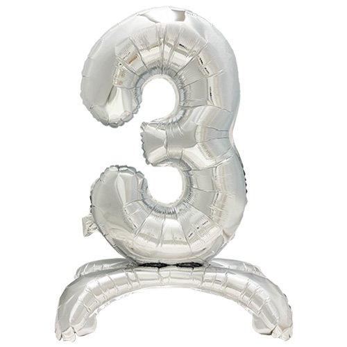 3840 Folienluftballon 73 cm silber "3" stehend