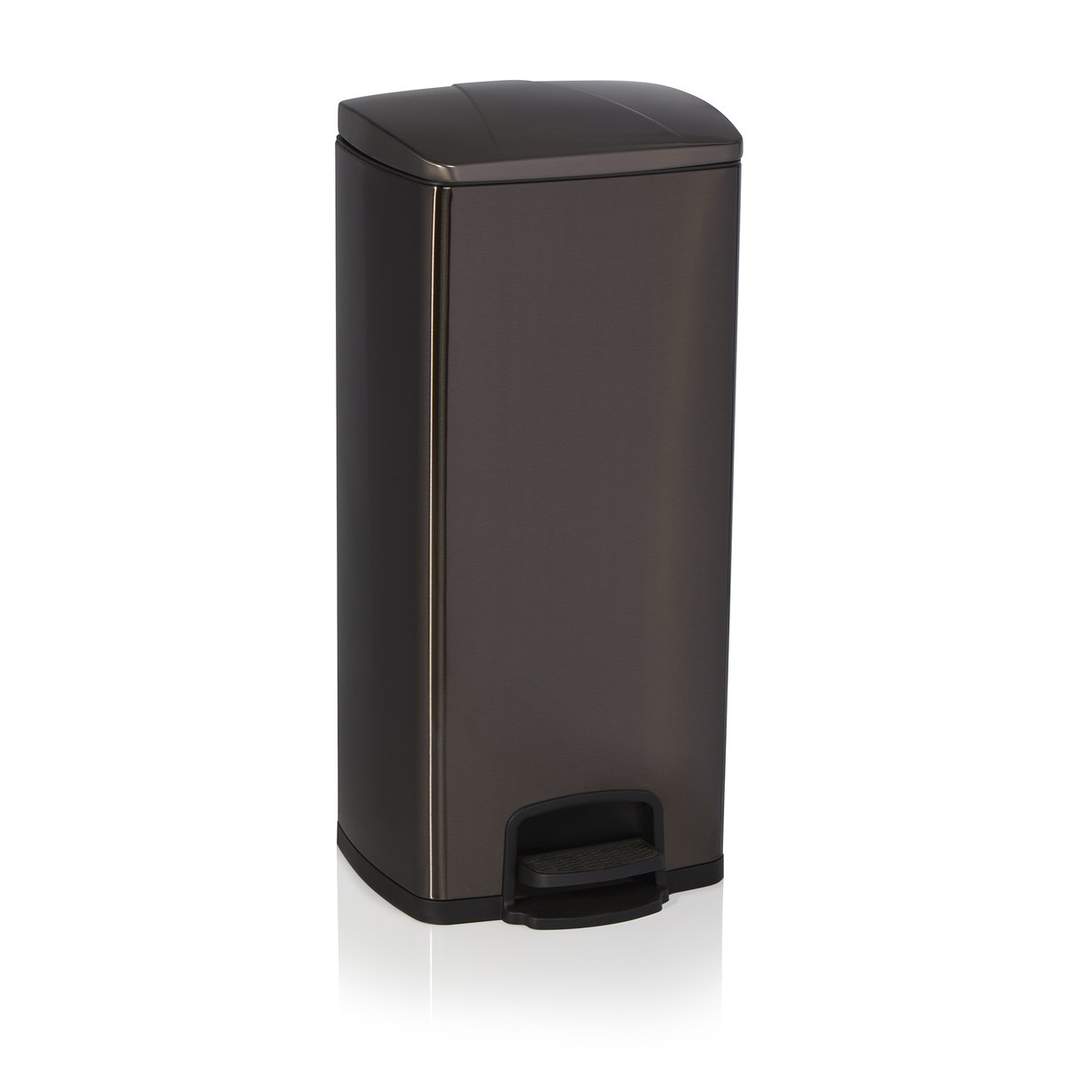 Tretabfalleimer, 31,5 x 31,5 x 70 cm, schwarz, Chromnickelstahl, Kunststoff