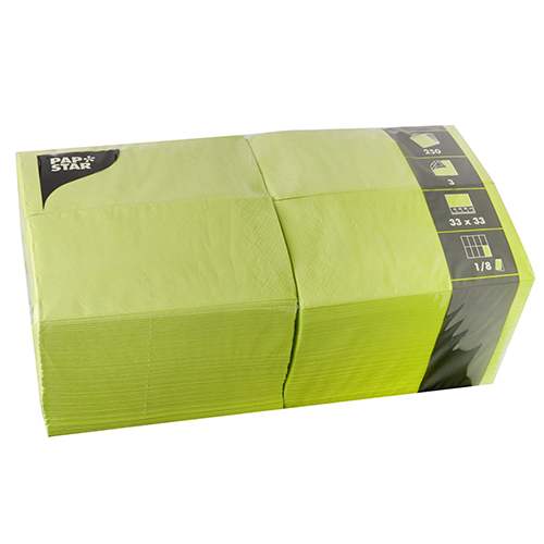 24000 Servietten, 3-lagig 1/8-Falz 33 cm x 33 cm limonengrün